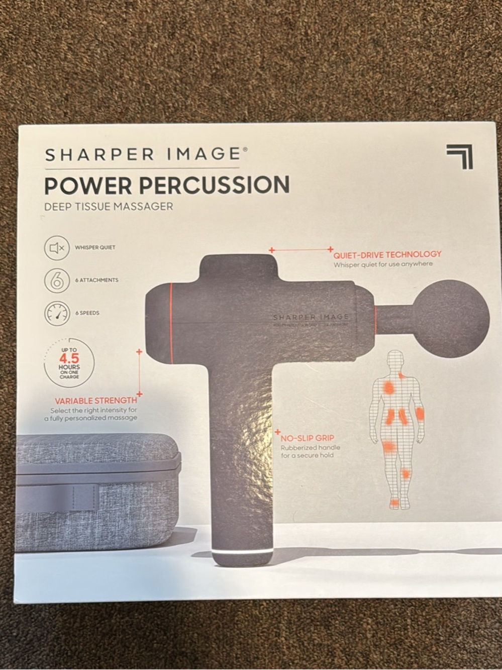 Unopened Box Sharper Image Power Percussion Deep Tissue Massager - Gray